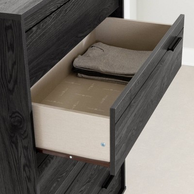 Gray Oak 5-Drawer Chest with Metal Pulls