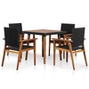vidaXL 5-Piece Patio Dining Set - Vintage Design with Black and Brown Poly Rattan and Rustic Solid Acacia Wood Frames for Outdoor Gardens and Patios. - 2 of 4
