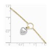Black Bow Jewelry 14k Two Tone Gold Dangling Puffed Heart Anklet, 10-11 Inch - 3 of 4
