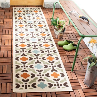Terracotta Floral Synthetic Reversible Runner Rug 2'3" x 8'