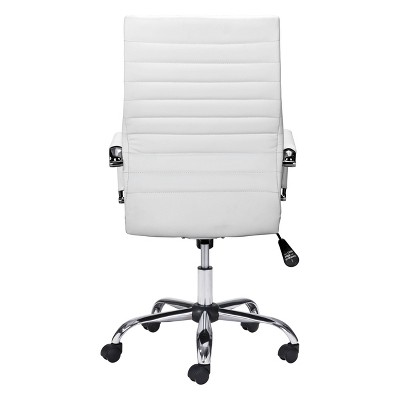 White High Back Leather Swivel Arm Chair