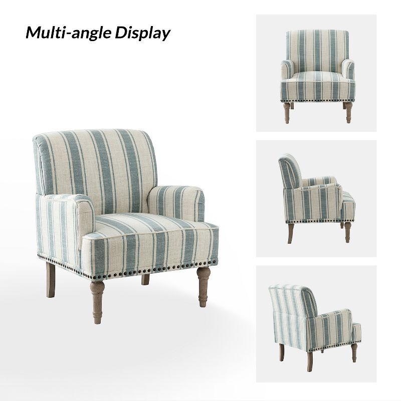 Set of 2 Venere Bedroom Wooden Upholstered Armchair with Nailhead Trim and Unique Stripe Design | ARTFUL LIVING DESIGN, 5 of 11