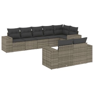 vidaXL Garden Sofa Set Grey PE Rattan, Powder-Coated Steel, Polyester - 1 of 4