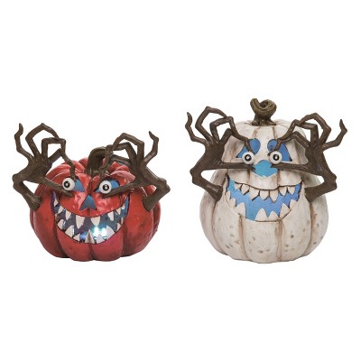 Resin Light Up Jack-O-Lantern Set of 2