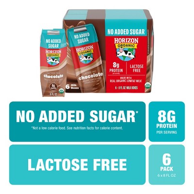 Horizon Organic Lactose Free, No Added Sugar - Chocolate - 6pk/8 fl oz Boxes