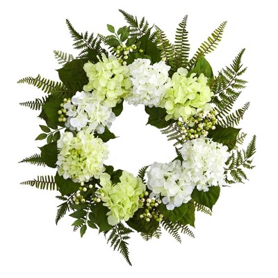 Nearly Natural 24” Hydrangea Berry Wreath
