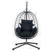 Leisuremod Summit Outdoor Single Person Egg Swing Chair in Grey Steel With Cushions - 2 of 4