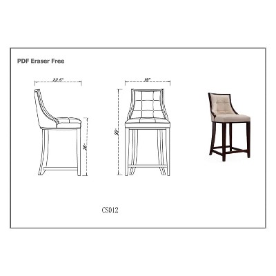 Elegant Camel Faux Leather & Dark Walnut Beech Wood Counter Stool