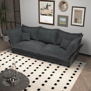 MYINDA 90.55" Modern Comfy Upholstered Sofa Cloud Couch, Deep Seat Couches,Convertible Deep Seat Chaise Longue for Living Room,GRAY - 1 of 4