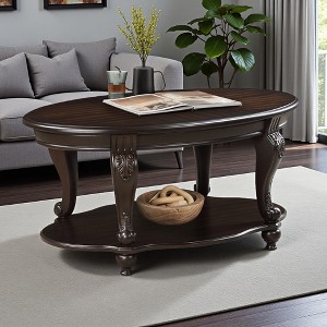 42" Oval 2-Tier Distressed Coffee Table - 1 of 4