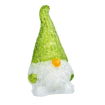 Twinkling Light Gnome Garden Statue, Light Green