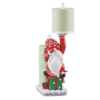 Whimsical Winter Christmas Gnome Holding Nose Bathroom Toilet Paper Roll  Holder