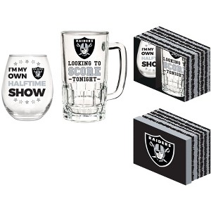 Evergreen Las Vegas Raiders, Stemless 17OZ Wine & Beer 16 OZ Gift Set - 1 of 4