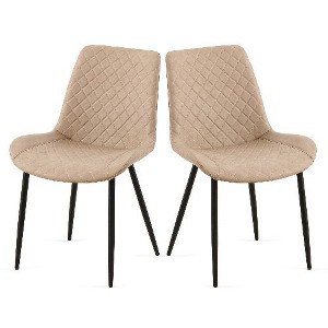 Kumasinova Set of 4 Modern Leathaire Upholstered Dining Chairs, Metal Leg Kitchen Chairs with Cushioned Seats, High Back Armless Side Chair - 1 of 4