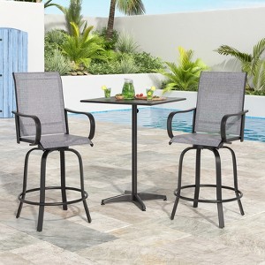 Maggift Patio Seating Sets, wivel Bar Stools Set of 2, Ergonomic Design, All Weather Use for Patio, Balcony and Poolside, Gray, 25.2"*25.2"*48.6" - 1 of 4