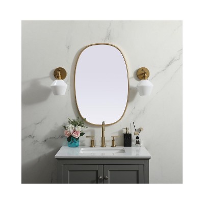 Brass Oval Full Length Metal Frame Bathroom Mirror
