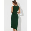 Allegra K Women's Sleeveless Scoop Neck Ruched Faux Wrap Tie Side Bodycon Midi Dress - 4 of 4