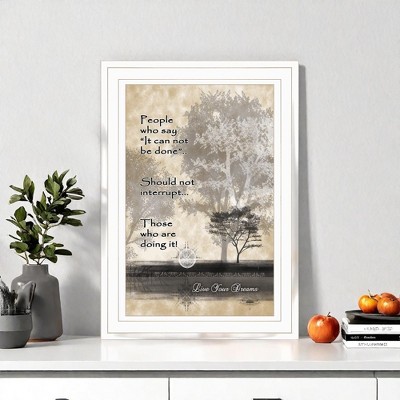 ChicFurnit Wall Art Live Your Dreams Framed Print Inspirational White Frame for Living Room, Multicolor, 11"*1"*15"
