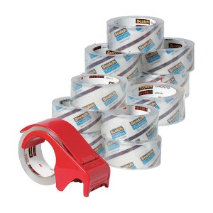 Scotch Commercial Grade Shipping Packaging Tapes, 1.88 Inches x 54.6 Yards, Clear, Set of 12 Rolls and 1 Dispenser - 1 of 1