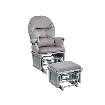 Image of Suite Bebe Madison Glider and Ottoman - Gray Wood and Light Cloud Gray Fabric