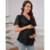 Maternity Drawstring V Neck Top Casual Short Sleeve Pregnancy T-Shirt - 2 of 4