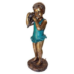 Design Toscano Sea Shell Sounds Standing Girl Cast Bronze Garden Statue - 1 of 4