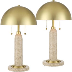Possini Euro Design Possini Euro Chanterelle 24 1/2" Faux Stone Dome Table Lamp Set of 2 - 1 of 4