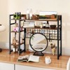 Tangkula Desk Shelf w/ Storage Grid, Multipurpose Countertop Hutch for up to 32" Computer Monitors - 3 of 4