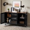 Mshliw Modern 3-Drawer and 4-Shelf Dresser with Slatted Grille Doors, High-Quality MDF Storage Cabinet with Metal Legs for Bedroom or Living Room - 4 of 4