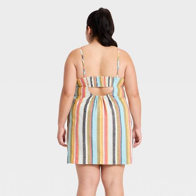 Женские платья A New Day Women's Linen Mini Dress - A New Day™ Cream Striped S — фото 2