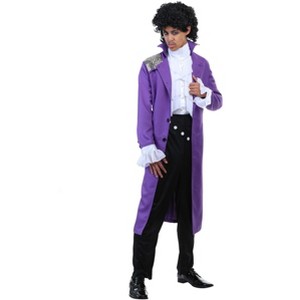 HalloweenCostumes.com Small  Men  Adult Purple Rock Legend Costume Mens, Famous Rockstar Artist Musician Love Halloween Outfit, Black/White/Purple - 1 of 4