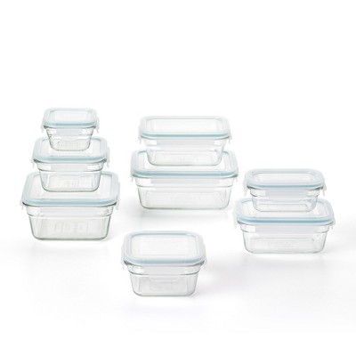 Glasslock Microwave and Dishwasher Safe Tempered Glass Food Storage Containers with Locking Lids for Storing Leftovers and Meal Prep, 16 Piece Set