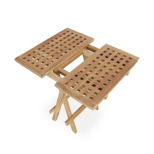 Decksplore Solid Teak Folding Coffee Table Portable Outdoor Camping Patio Table - 1 of 4