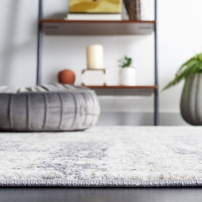 Opal Ivory and Grey Synthetic Runner Rug, 2'3" x 9'