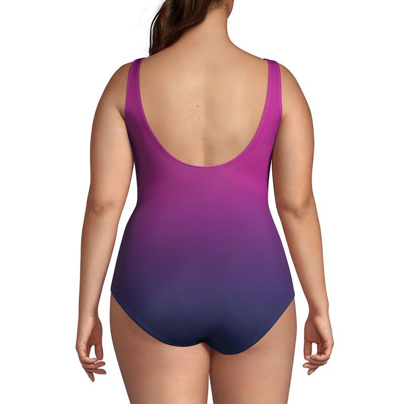 Lands' End Women's Plus Size DD-Cup Slender Tummy Control Chlorine Resistant Wrap One Piece Swimsuit, 2 of 6
