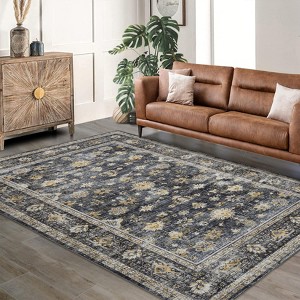 COZONY Vintage Washable Area Rug Distressed Floral Non-Slip Carpet, Soft Non-Shedding Throw Rug for Bedroom, Living Room, Dining, Entryway Nursery - 1 of 4