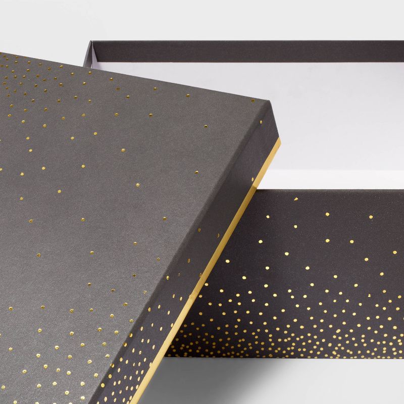 Square FoilDotted Box Black - Spritz&#8482;: Elegant Polka Dot Pattern, Lid Included, Paper Material, Perfect for Weddings & Graduations, 4 of 7