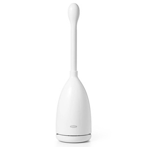 OXO Toilet Brush with Rim Cleaner and Canister: Durable Plastic, Bathroom Cleaning Accessory - 1 of 4