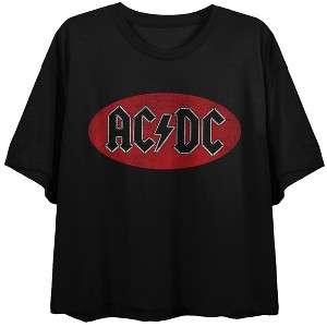 AC/DC Band Logo Women’s Black Crew Neck Short Sleeve Crop Tee - 1 of 4