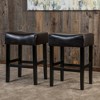 26" Backless Bonded Leather Counter Stools Set of 2 with Saddle Seat, Cushioned Hardwood Frame, and Space-Saving Design for Kitchen - 2 of 4