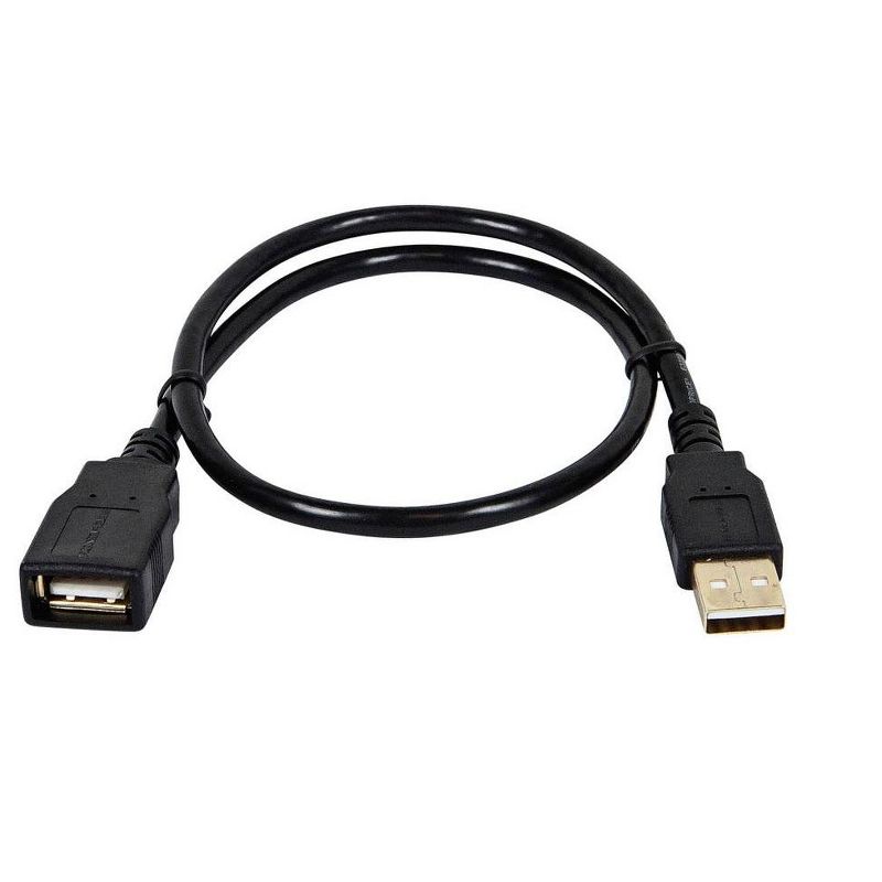 Monoprice USB 2.0 Extension Cable - 1.5 Feet - Black | Type-A Male to USB Type-A Female, 28/24AWG, Gold Plated Connectors, 1 of 4