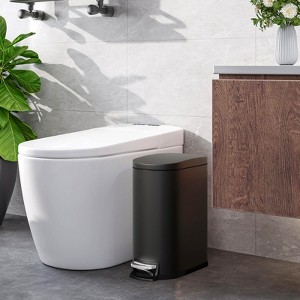 2.6 Gallon / 10 L Stainless Steel Bathroom Trash Can with Lid, Slim Waterproof Garbage Can for Bedroom, Small Step-on Metal Trash Bin , - 1 of 4