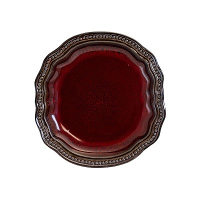 16-Piece Red Stoneware Dinnerware Set with Reactive Glaze