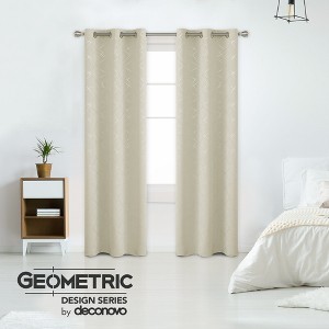 Deconovo 42-Inch Silver Geometric Blackout Curtain Panels (2 Panel) - 1 of 4