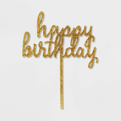 Happy Birthday Rose Gold Glitter Cake Topper - 1 Pce