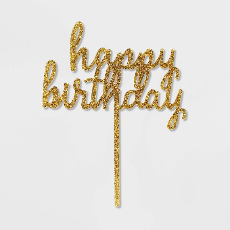 &#34;Happy Birthday&#34; Cake Decor Gold - Spritz&#8482;, 1 of 11