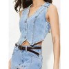 Women's Denim  Vest Sophisticated Style Modern Tailored Cut Versatile Sleeveless Jacket for All Seasons - 2 of 3