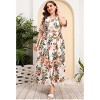 Womens Plus Size Casual V Neck Wrap Maxi Dress High Waist Ruffle Summer Dress with Belt - 3 of 4