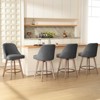 Bekrvio 26'' Counter Height Swivel Bar Stools Set of 4 —Backs and Wood Legs,Linen Fabric/PU Leather Upholstered Barstools for Kitchen Island - 2 of 4