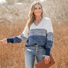 Women's Striped V Neck Drop Sleeve Sweater - Cupshe - 3 of 3